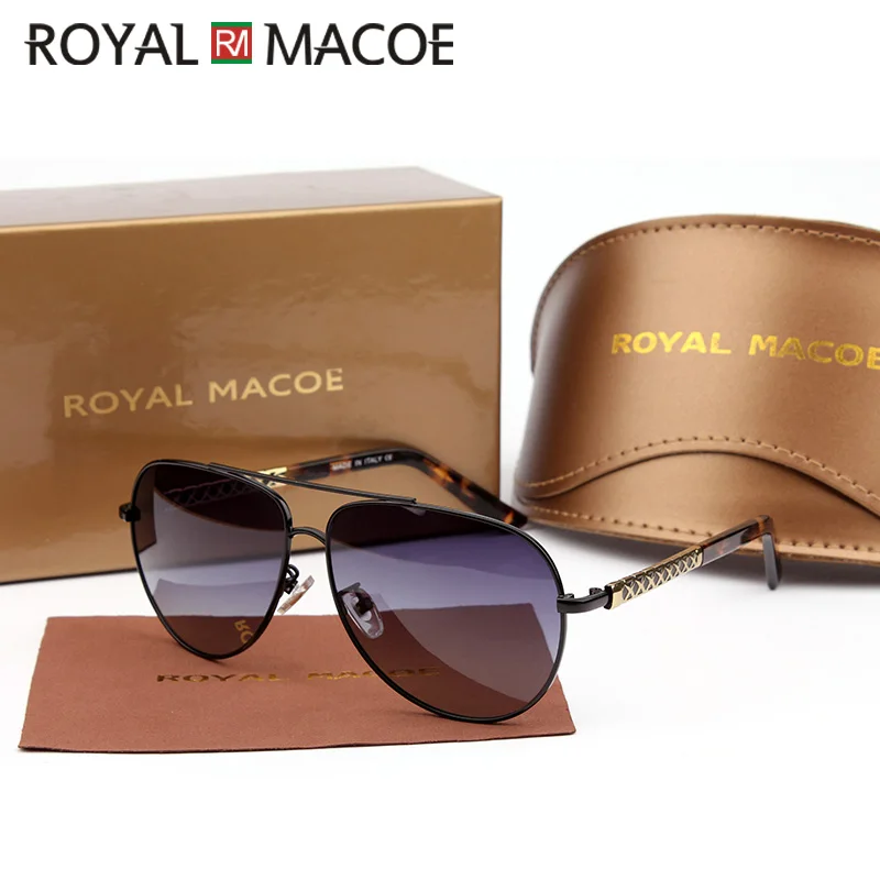 

ROYAL MACOE Men Vintage UV400 Polarized Sunglasses Classic Brand Sun Glasses Leopard Fishing Driving Shades For Men
