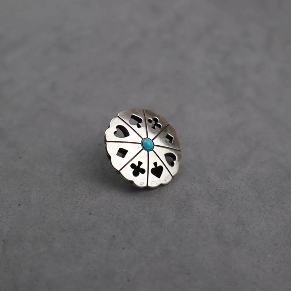

DIY Leathercraft Hardware Antique Silver Poker Turquoise Stone Concho Johnleahter # 607191-P30