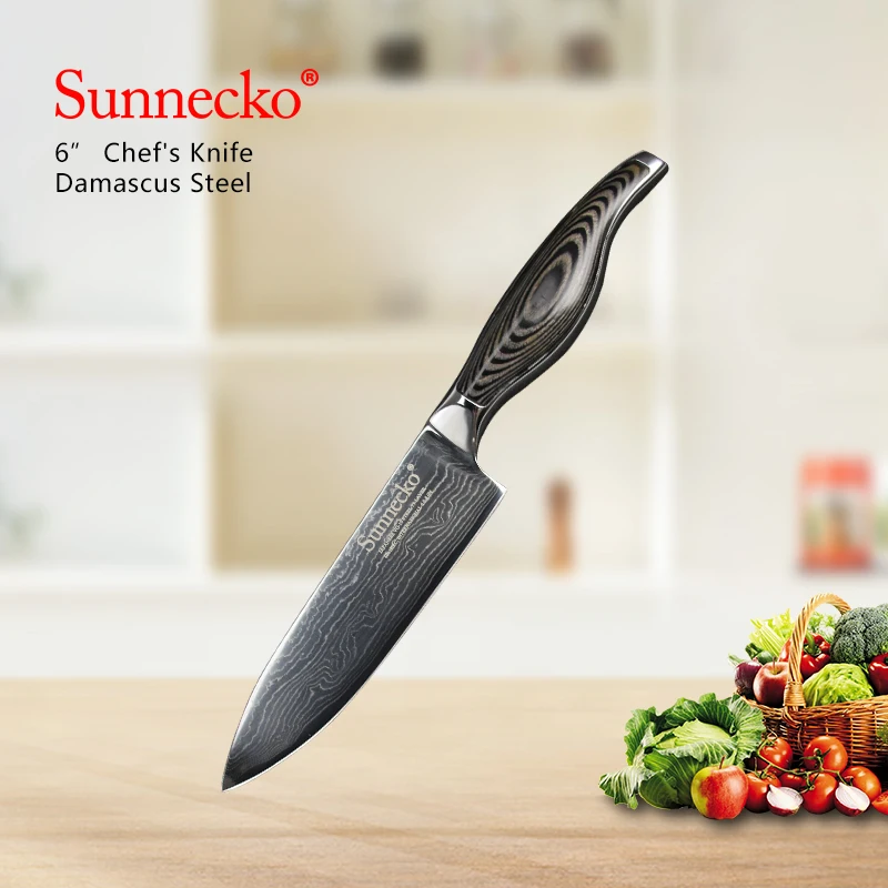 SUNNECKO 2 шт. нож шеф повара 6 &quotкухонные ножи набор японский Дамасская сталь бритва
