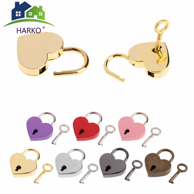 

Creative Heart Shape Vintage Old Antique Style Mini Archaize Padlocks Key Lock With key 7 Colors available