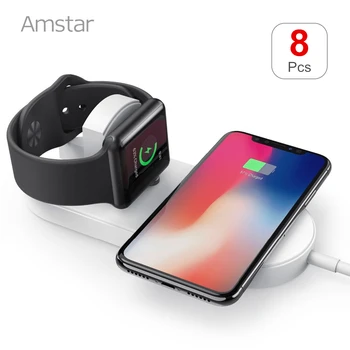 

8pcs/lot Amstar Wireless Charger for Apple Watch 4/3/2/1 Wireless Charging for iPhone X XS 8 Fast Charging Pad for Sumsang S9 S8