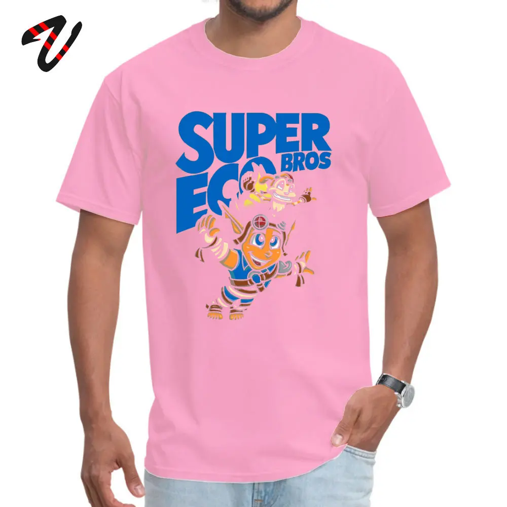 Super Eco Bros Normal Summer/Autumn 100% Cotton O Neck Male Tops Tees Printed Tee Shirt Funny Short Sleeve Tshirts Super Eco Bros 15585 pink