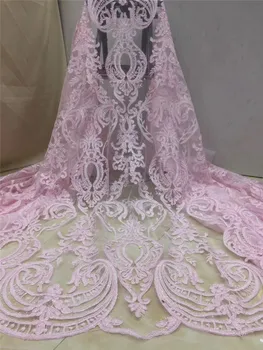 

High quality YG-821 embroidered Mesh Tulle fabric Factory price sequins Nigerian lace fabrics