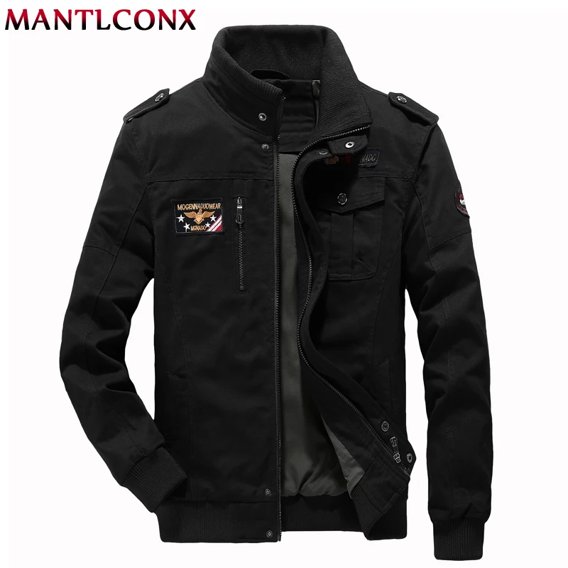 

MANTLCONX Men's Spring Autumn Jacket Men Cotton Casual Jacket Mens Bomber Jackets And Coats Plus 6XL Army Air Force Bomber Male