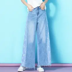 Вечерние платья 2019 женские модные джинсы с дыркой персональные женские свободные джинсы длиной до щиколотки летние женские NW19B6189