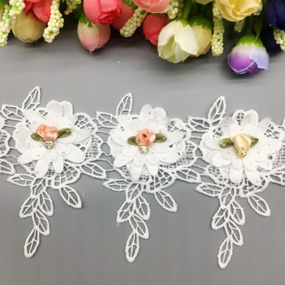 1 Yard Cotton Rose Flowers Leaf Tassel Embroidered Lace Trim Ribbon Fabric Sewing Craft For Costume Wedding Dress Decoration Lace Aliexpress