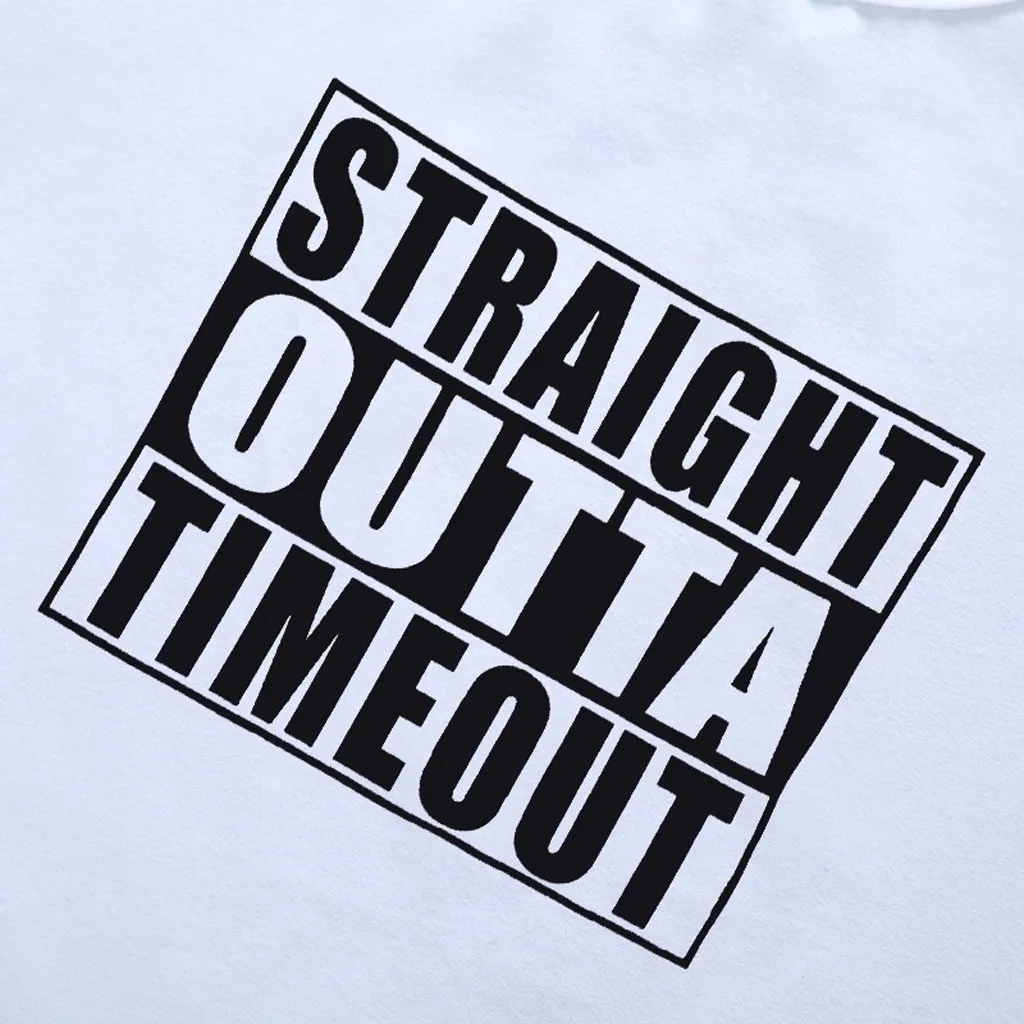 Персональный с принтом букв ing Straight Outta таймаута Мода для мальчиков и девочек, с принтом букв, футболки Повседневная одежда F4