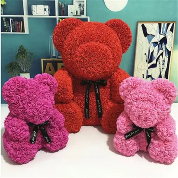 

Valentine's Day Gift Artificial Flowers PE Rose Bear Toys Stuffed Romantic Plastic Foam Teddy Bears GirlFriend Party Decoration