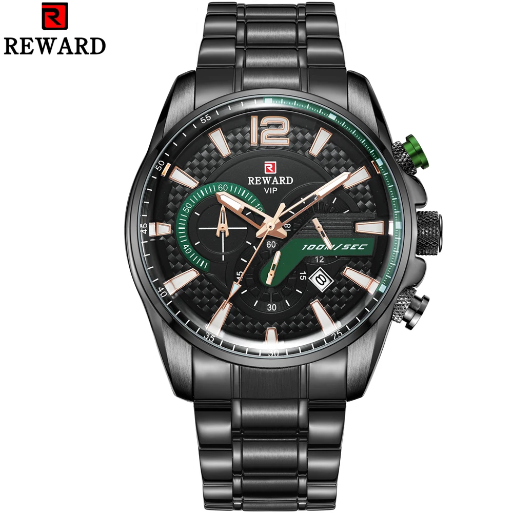 

Reward 3ATM Waterproof Luminous Relogio Masculino Mens Sport Watch Multifunction Stainless Steel Quartz Clock Reloj Hombre