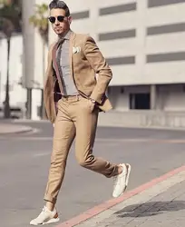 Последний дизайн пальто брюки коричневый классический мужской костюм для смарт-Повседневный Бизнес-уличный Выпускной летний Блейзер