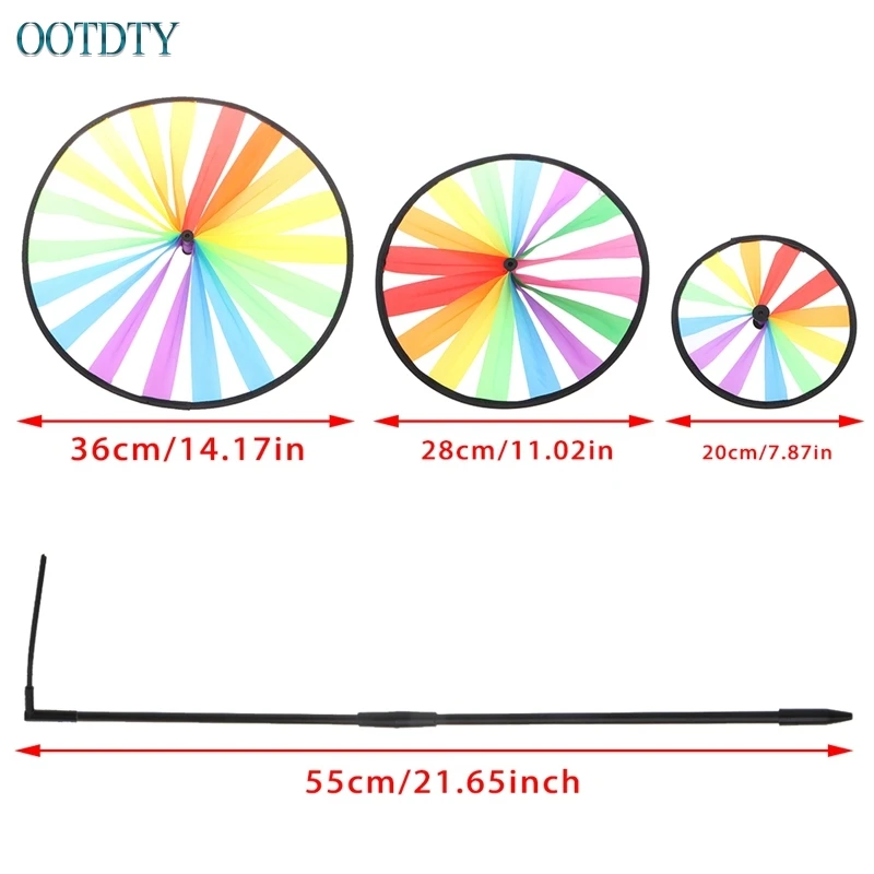 Красочная Радужная трехколесная ветряная мельница для сада двора наружный Декор#330