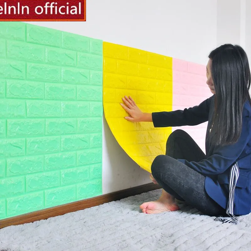 

3D brick pattern flower soft pack wall stickers study room dining room living room bedroom waterproof crash foam wall stickers