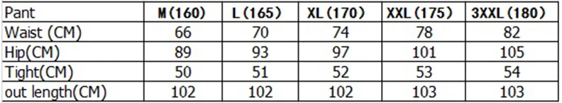 Size spec for Women pant