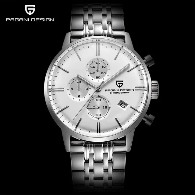 Модные Повседневные часы для мужчин, водонепроницаемые, 30 м, простые кварцевые часы, роскошный бренд, PAGANI Дизайн, relojes hombre, relogio masculino - Цвет: steel white B