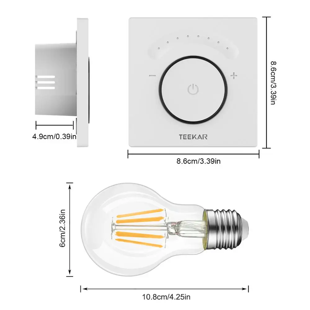 Teekar, 2 комплекта, светодиодный диммер, стандарт ЕС, умная жизнь, Wifi, диммер, умный сенсорный светильник, диммер, работает с Alexa Google Home