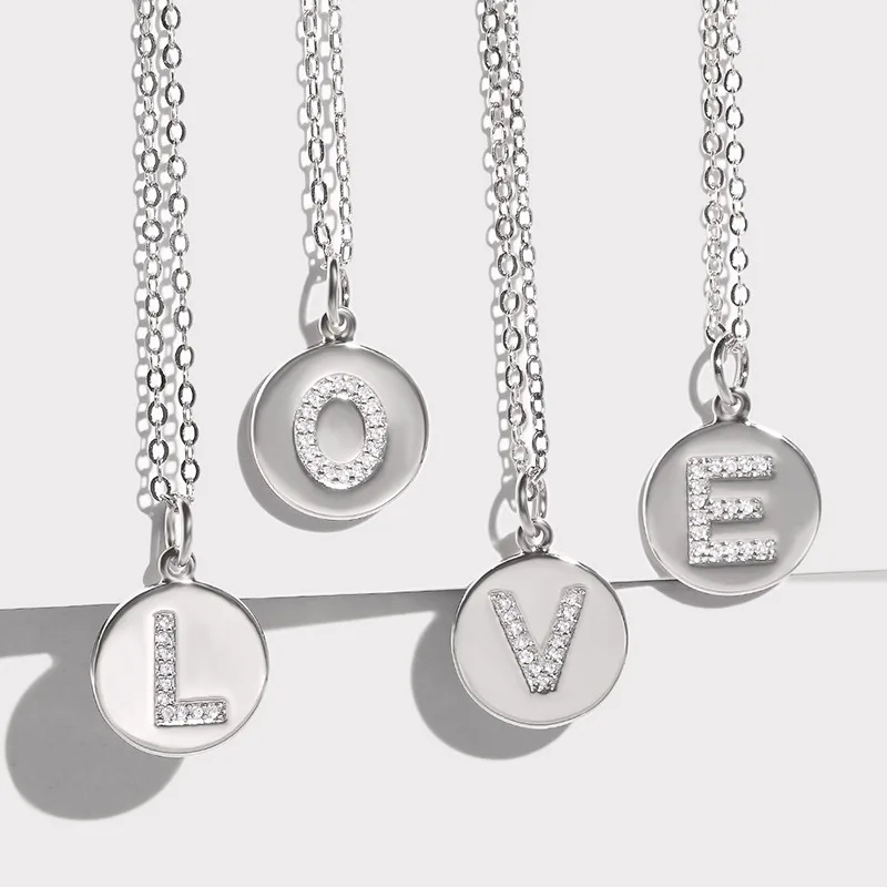 

A -Z Letter Disc Pendant Necklace Hidden Messages Custom Name personalized Couple Statement Initial Necklace For women Gift