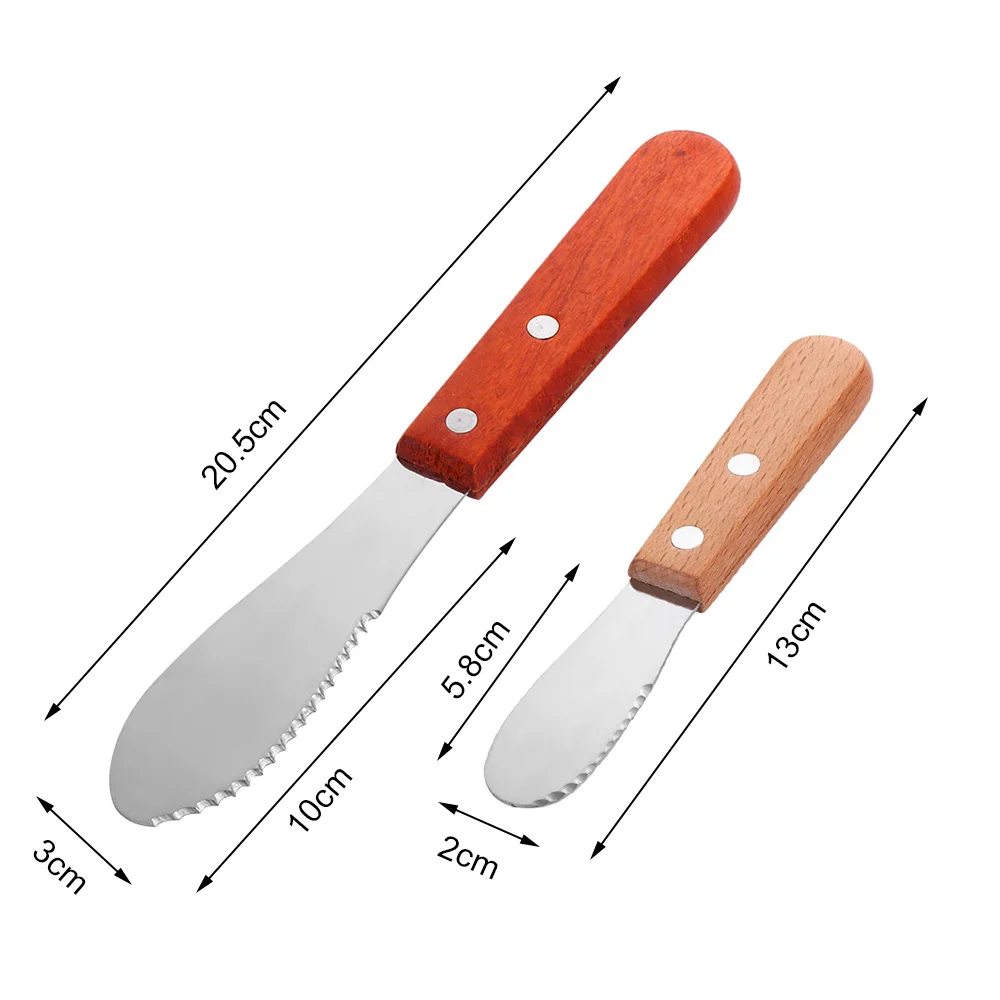 S/M Stainless Steel Cutlery Cream Scraper Wood Handle Butter Spatula Breakfast Jam Cheese Tool Kitchen Accessories butter knife cheese knife