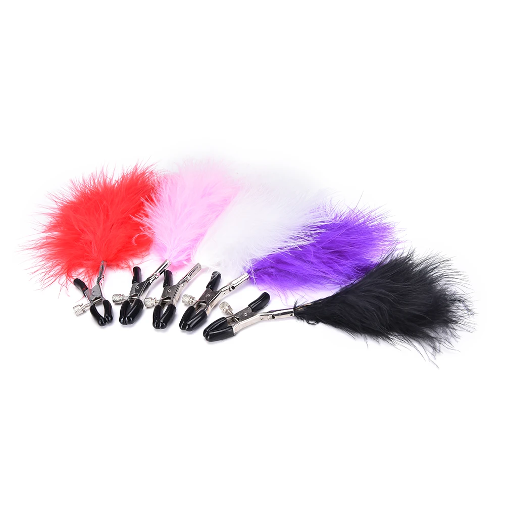 

1Pair Feather Steel Nipple Breast Clip Shaking Stimulate Sexy Papilla Clip Female Breast Clips Breast Nipple Clamps Erotic Toy