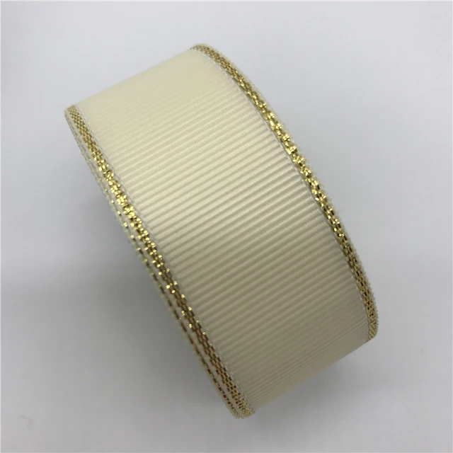 5yds 1" 25mm Gold Metallic Edge Grosgrain Ribbon Wedding Christmas Decoration 5yds 1" 25mm Gold Metallic Edge Grosgrain Ribbon Wedding Christmas Decoration
