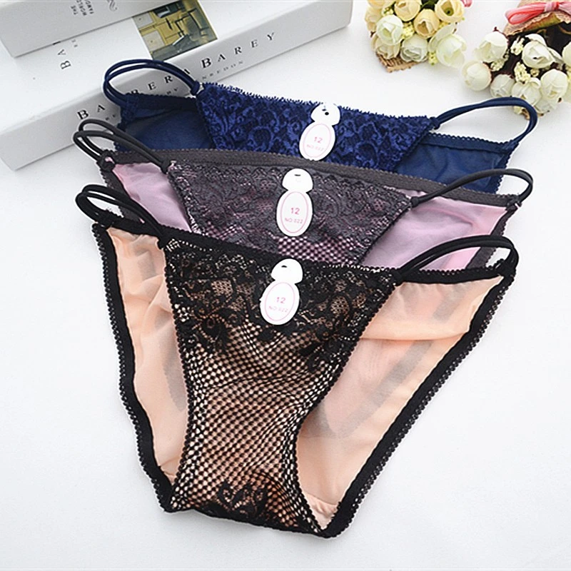 

DERUILADY Ultra-thin Sexy Panties Lace Splice Temptation Pantie Women Cotton Croth Low Rise Underwear Women Sexy Lingerie Briefs