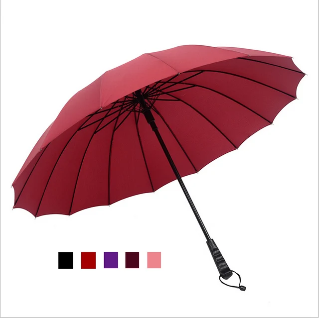 windproof solid color large male umbrella long handle rainy big