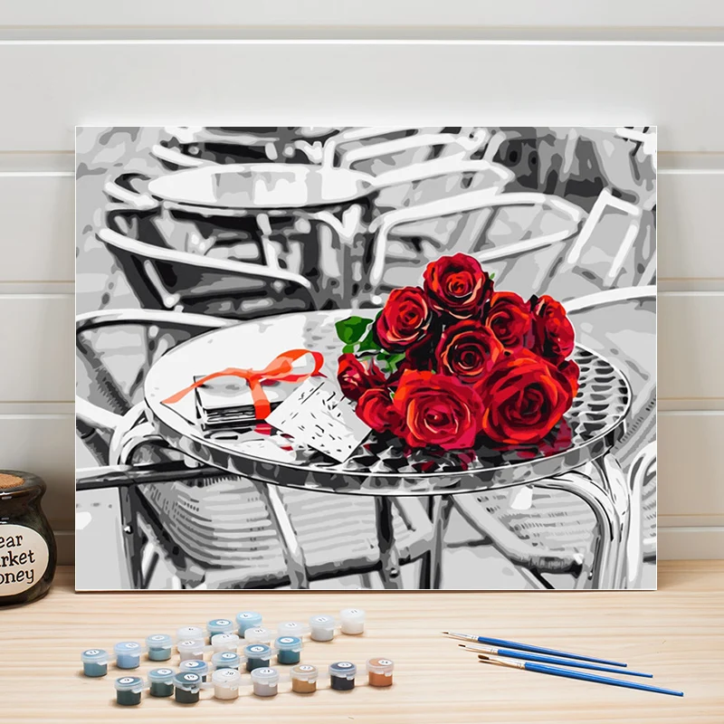 

Paint Oil Painting By Number Flower On Canvas Wall Pictures For Bedroom Decoration Acrylic Coloring Art Adults Drawing One Piece