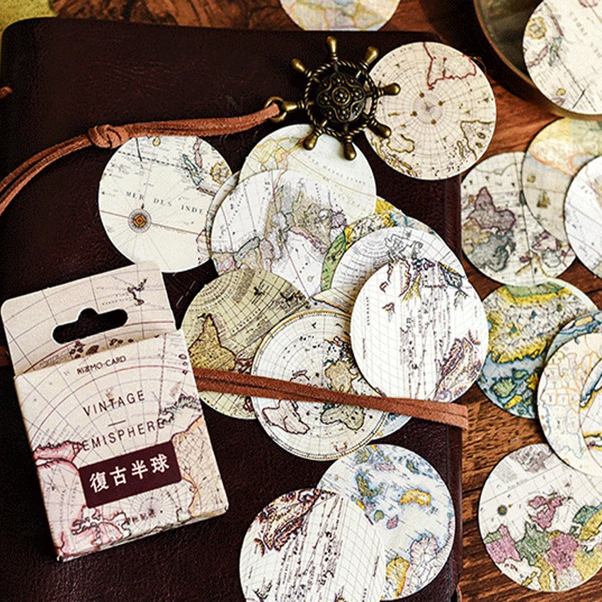 

46pcs/box Lovely Retro hemisphere Label DIY Decorative Scrapbooking Stickers Diary Album Sticker Label Phone Seal Stickers