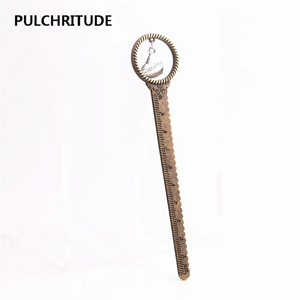 

PULCHRITUDE 3 pcs/lot Metal Alloy Zinc Heart Shape Pendant Charm Bookmark 30*137mm Ruler Bookmark Animal Charm Diy Jewelry C0596
