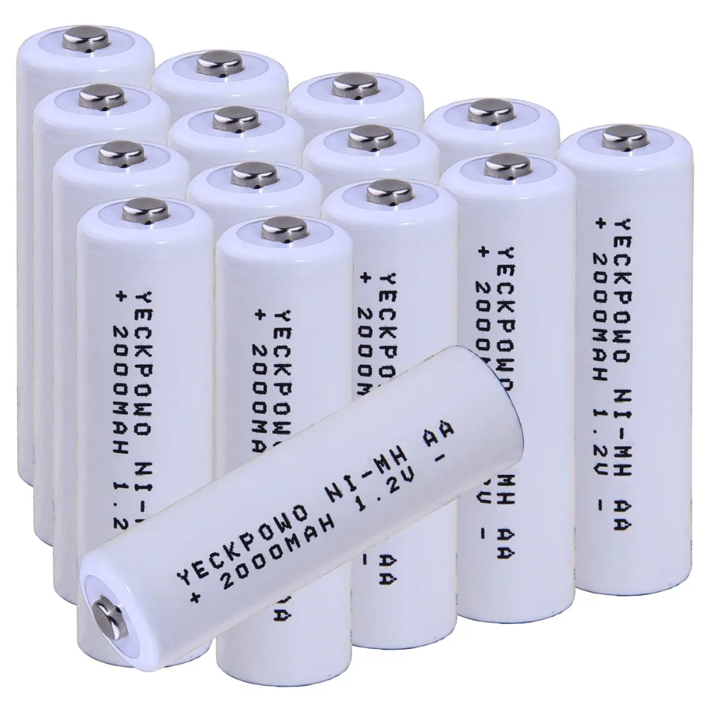 

Real capacity! 15 pcs AA 1.2V NIMH AA rechargeable battery 2000mah for camera razor toy remote control flashlight yeckpowo brand