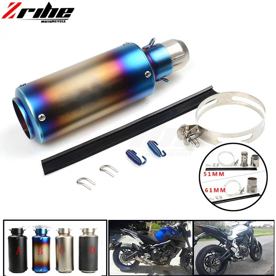 For 36-51 / 61mm Motorcycle Exhaust Pipe Scooter Modified Muffler Pipe Universal For Honda Yamaha MT-07 MT-09 FZ9 SR 2014 2015 M
