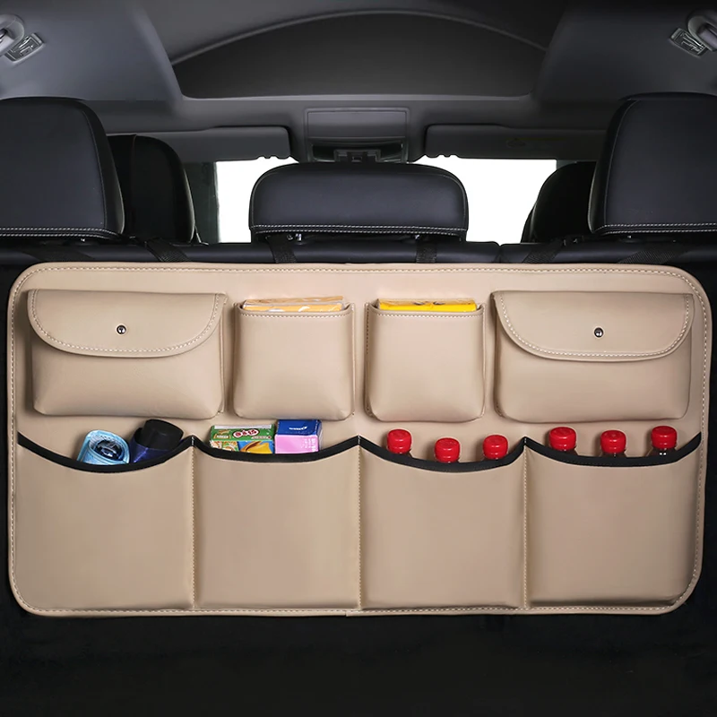 Новейшая автомобильная Задняя сумка для хранения на спинку сиденья из искусственной кожи многофункциональная автомобильная сумка-Органайзер для багажника автомобильные аксессуары для интерьера