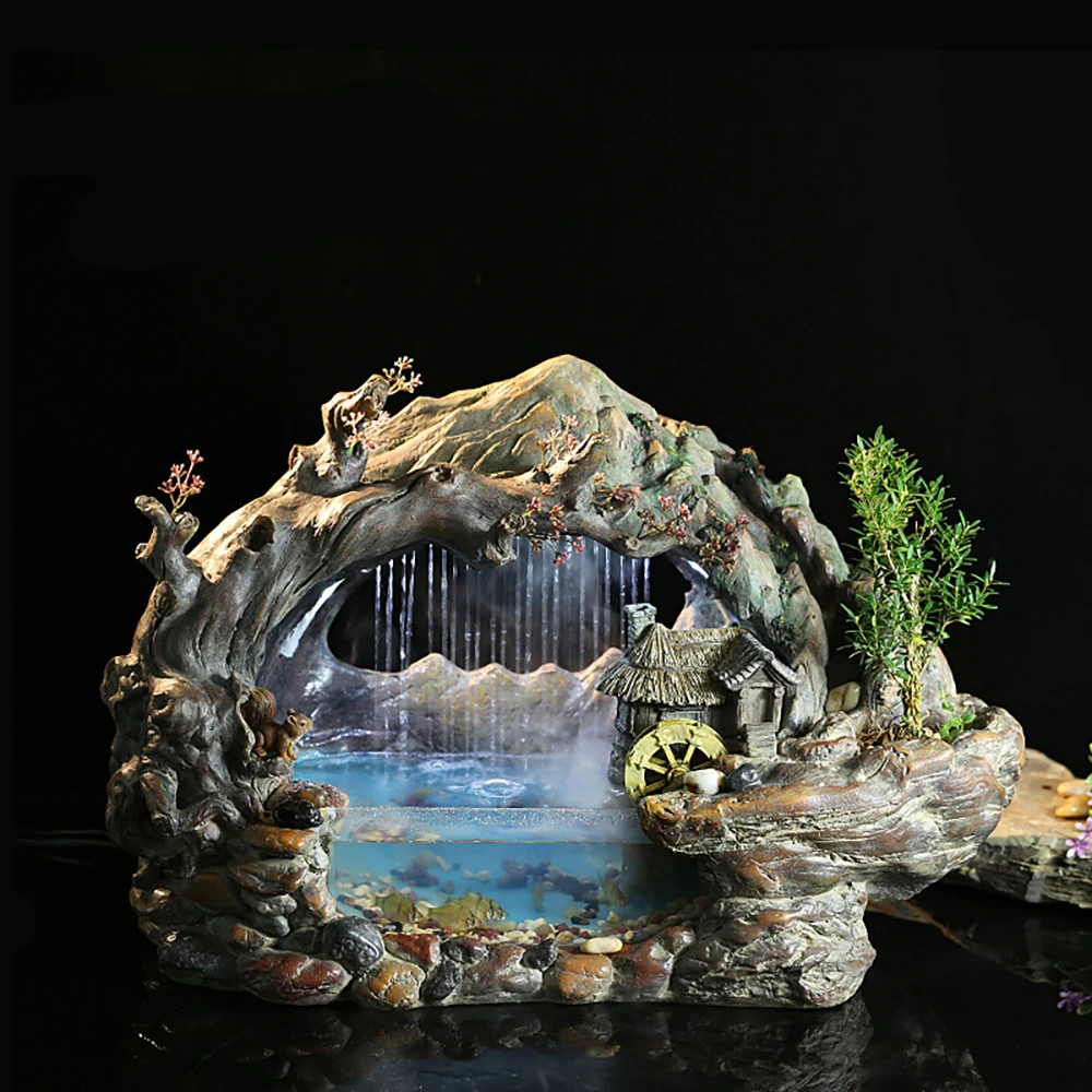 

Creative Water Lucky Decoration Office Fish Pond Desktop Chinese Style Water Ornaments Fish Tank Landscaping Rockery
