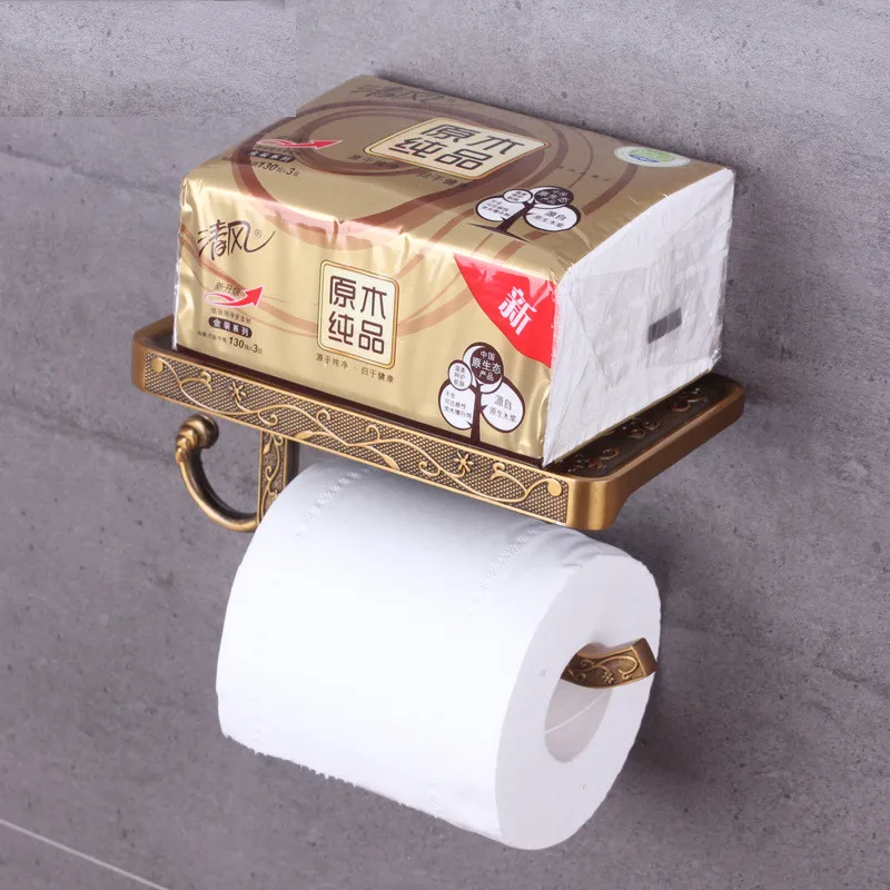 Ретро ванная комната бумажная вешалка для полотенец пространство Алюминий мобильный телефон рулон бумажный держатель печать Европейский коробка для салфеток стол для хранения