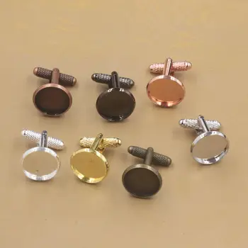 

Fit 12mm 14mm 16mm 18mm 20mm Round French Cufflinks Blank Settings Copper 7 Colors Cufflinks Base DIY Jewelry Accessories B20201