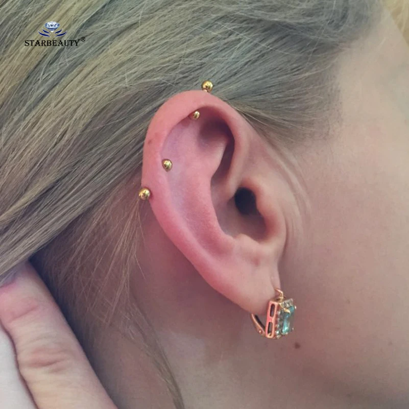 3 pcs/lot 3/4/5mm Black Barbell Earring Ear Nail Bone Piercing Tragus Labret Helix Piercing 16G Body Jewelry Industrial Pircings - Image 4