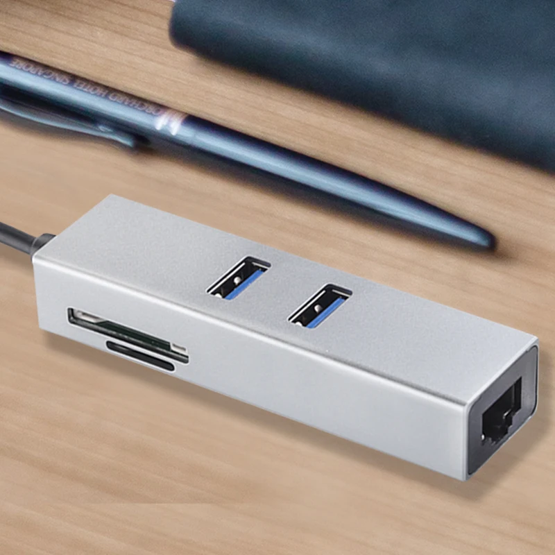 Сетевой адаптер OFCCOM с 2 портами USB RJ45 гигабитная Lan Тип C к 0 SD/TF кард ридеру
