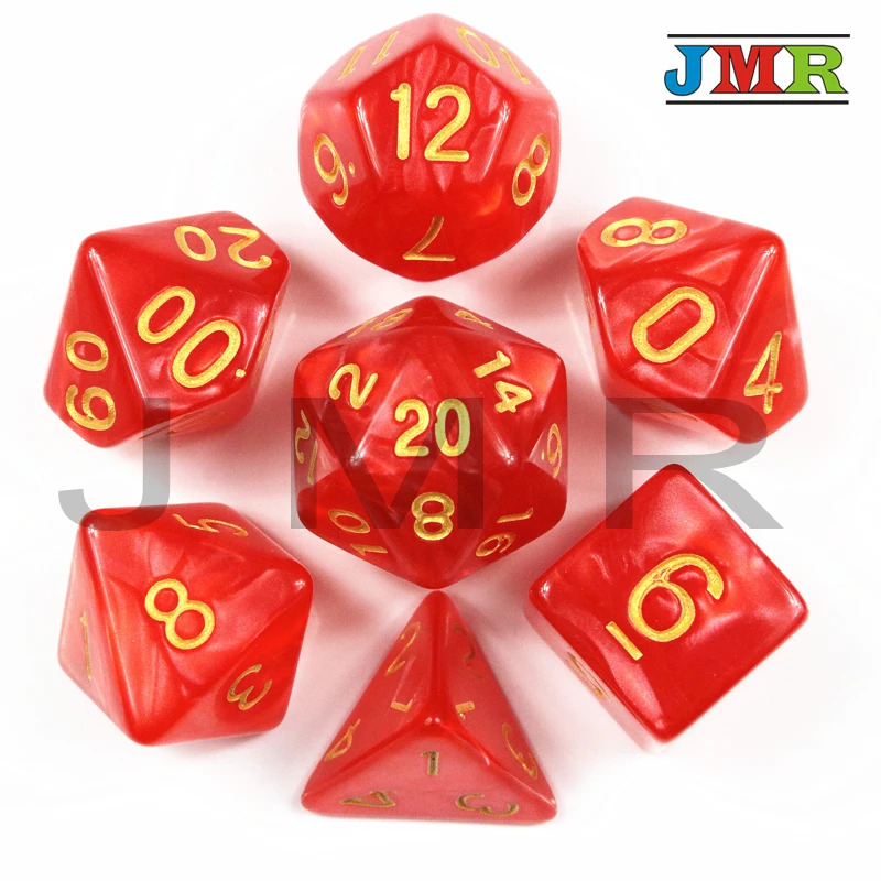 Red 02 Gold Ink Подземелья и Драконы 7 шт./компл. кубик для настольной игры D& D красочные кости игра DND кости мраморный эффект D4 D6 D8 D10 D12 D20 - Цвет: Red 02 Gold Ink