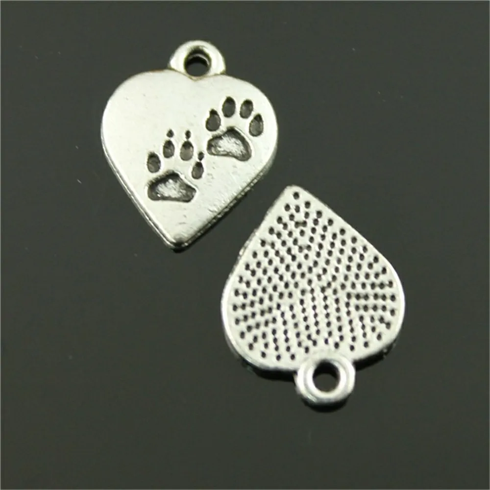 15pcs Paw Heart Charm Dog Paw Print Charm Pendant For Jewelry Making 2