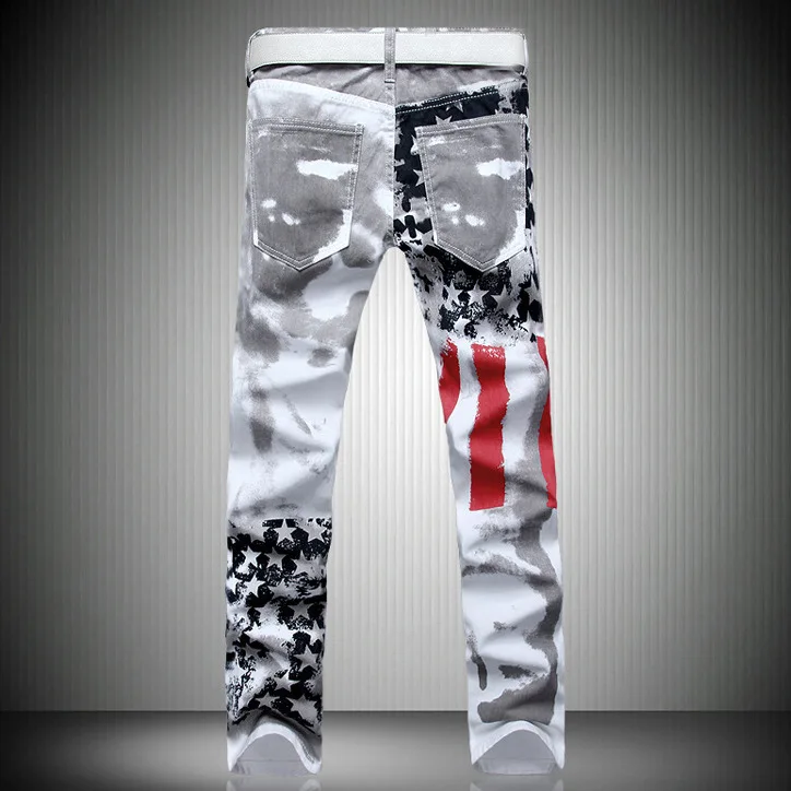 American Flag Jeans Fashion Mens Brand Jeans Pants Printing Jeans Men