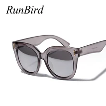 RunBird корейские негабаритные Квадратные Солнцезащитные очки Для женщин Для мужчин Пластик оправы Солнцезащитные очки UV400 очки на открытом воздухе очки зеркальными стеклами Oculos 5406