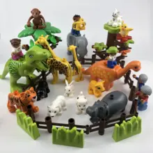 Legoing Duplo animales Zoo oveja, mono perro cerveza conejo pájaro Juguetes de bloques de construcción para niños Compatible Duplo Legoing figuras