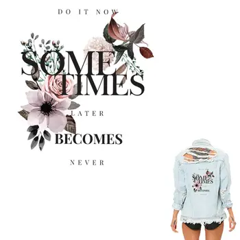 

COSBILL New Fashion Flower Letter Patches Applique For Clothes Women T-shirt DIY Washable Stripes Iron On Transfer Accessory 198