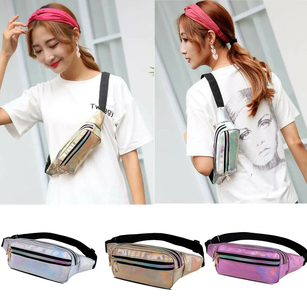 

2019 Newest Hot Women Casual Waist Fanny Pack Belt Bag Travel Hip Bum Bag Purse Chest Pouch Bags Laser Waist Packs