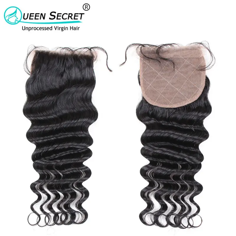 

Queen Secret top sale 4x4 silk base closure 1pc free shipping can be dyed any color unprocessed brazilian natural wave hair