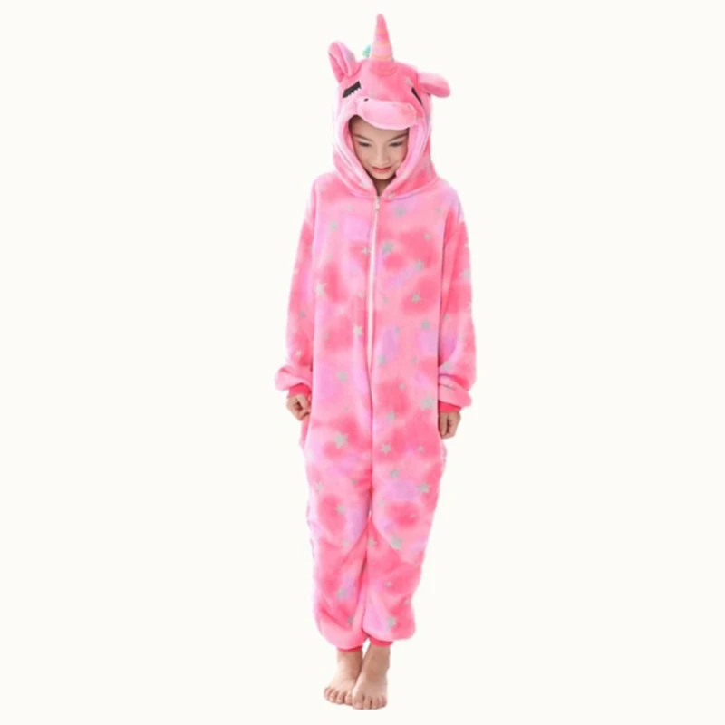 Kigurumi Onesie/Детская Пижама с животными; детская зимняя Фланелевая пижама с единорогом; маскарадные пижамы для мальчиков и девочек; одежда для сна; Детский комбинезон