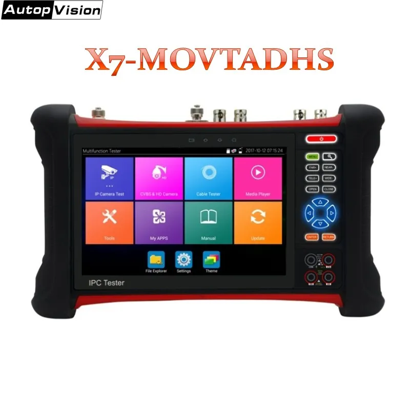 X7-MOVTADHS IP тестер аналоговых камер TVI CVI AHD SDI CVBS H.265 4 к 8MP CCTV тестер монитор с TDR, кабель tracer, мультиметр