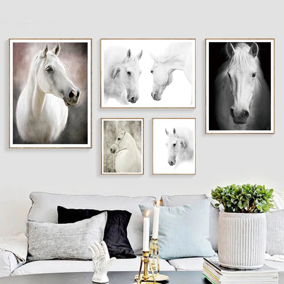 Black-and-White-Horse-poster-and-print-wall-art-nordic-animal-HD-photos-picture-canvas-painting (1)