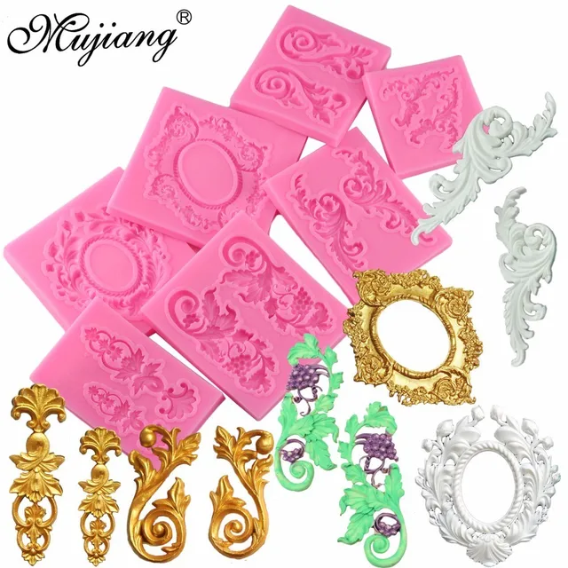 3D Tekercsek Barokk Sarok Szilikon Penészcsomagolás Fondant Sütemény Díszítő Szerszámok Cupcake Sütés Csokoládé Cukorka Polimer Agyag Formák