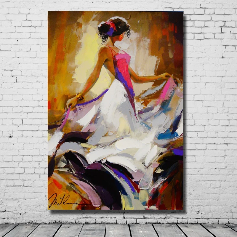 Spain dancing lady pictures frameless spain lady wall art pictures for