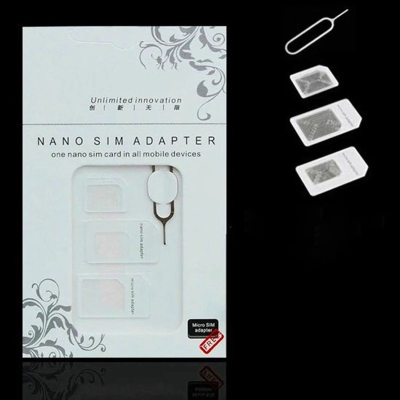 Nano адаптер для sim карты 4 в 1 Micro SIM с извлекающим контактным ключом Розничная